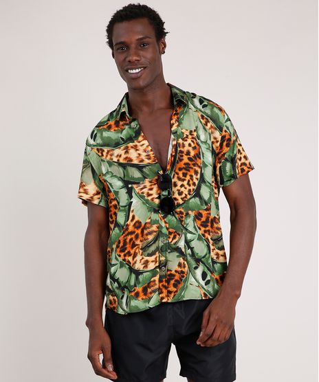 Camisa-Masculina-Agua-de-Coco-Tradicional-Estampada-Bananeira-Animal-Print-Onca-Manga-Curta-Caramelo-9727426-Caramelo_1