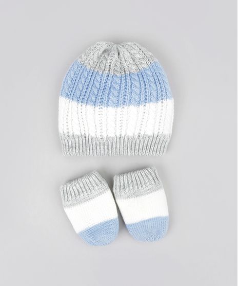 Kit-de-Gorro---Par-de-Luvas-em-Trico-Listrado-Cinza-Mescla-8490390-Cinza_Mescla_1