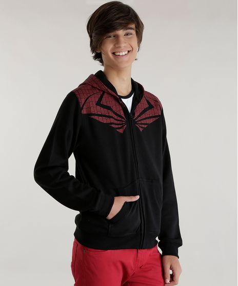 Blusao-Homem-Aranha-em-Moletom-de-Algodao---Sustentavel-Preto-8470834-Preto_1