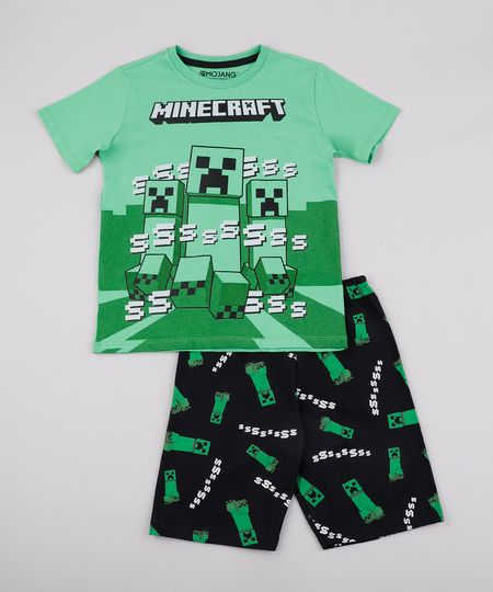 Pijama-Infantil-Minecraft-Manga-Curta-Verde-9762482-Verde_1 Pijama-Infantil-Minecraft-Manga-Curta-Verde-9762482-Verde_1