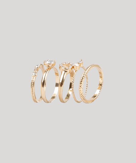 Kit-de-5-Aneis-Femininos-Folheados-com-Coracao-e-Strass-Dourado-9761523-Dourado_1