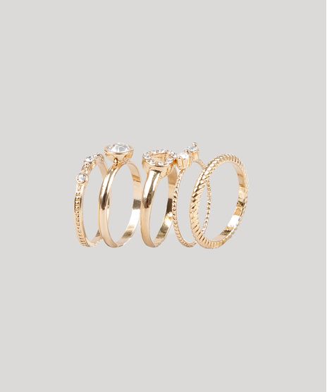Kit-de-5-Aneis-Femininos-Folheados-com-Coracao-e-Strass-Dourado-9761523-Dourado_1