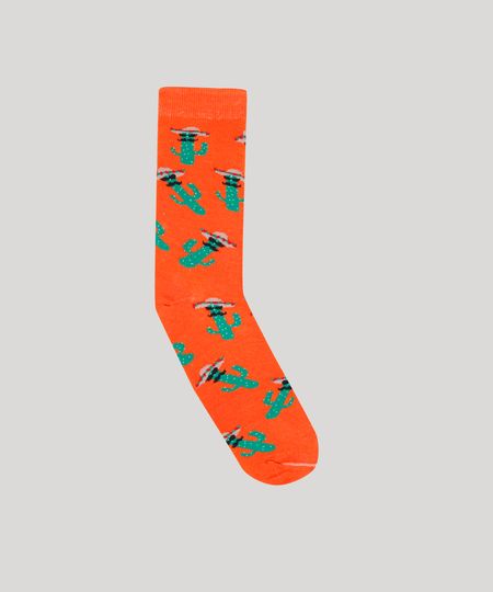 Meia-Masculina-Cano-Alto-Estampada-de-Cacto-Laranja-9636360-Laranja_1