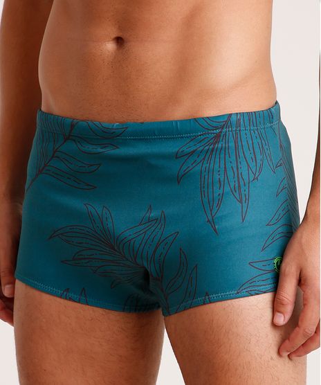 Sunga-Masculina-Tradicional-Estampada-de-Folhagens-com-Protecao-UV50--Verde-9778006-Verde_1