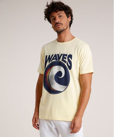 Camiseta-Masculina--Waves--Manga-Curta-Gola-Careca-Amarela-Claro-9785998-Amarelo_Claro_1