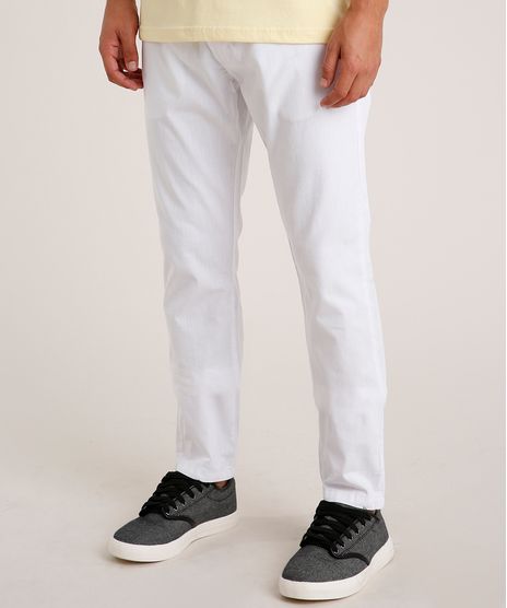 Calca-de-Sarja-Masculina-Slim-com-Bolsos-Branca-9308395-Branco_1