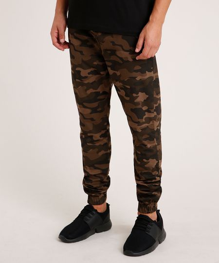 Calca-de-Sarja-Masculina-Jogger-Skinny-Estampada-Camuflada-com-Cordao-Marrom-9862063-Marrom_1