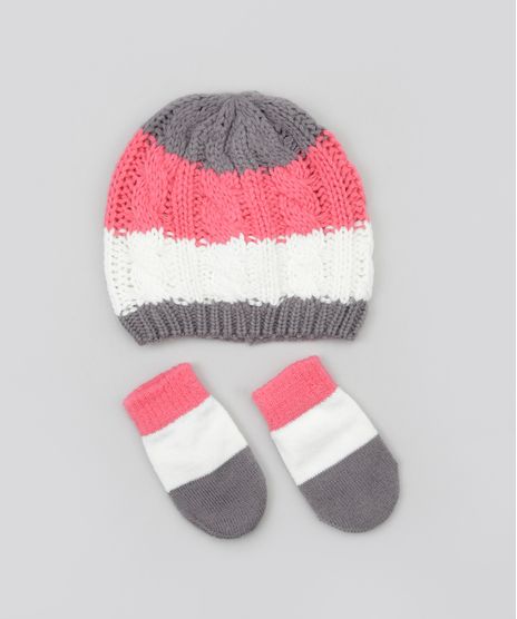 Kit-de-Gorro---Par-de-Luvas-em-Trico-Listrado-Cinza-Mescla-8490853-Cinza_Mescla_1