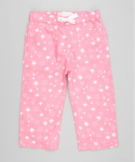 Calca-Estampada-de-Estrela-em-Algodao---Sustentavel-Rosa-8489130-Rosa_1