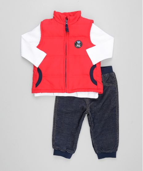 Conjunto-Mickey-de-Colete-Vermelho---Camiseta-Off-White---Calca-Jeans-Azul-Marinho-8448129-Azul_Marinho_1