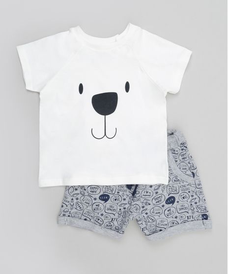 Conjunto-de-Camiseta-Off-White---Short-Estampado-em-Moletom-Cinza-Mescla-8607765-Cinza_Mescla_1