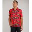 Camisa-Masculina-Tradicional-Estampada-de-Folhagens-com-Passaro-Manga-Curta-Vermelho-9729727-Vermelho_1
