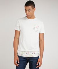 Camiseta-Masculina-Longa-com-Bolso-e-Recorte-Manga-Curta-Gola-Careca-Kaki-Claro-9780474-Kaki_Claro_1