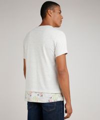 Camiseta-Masculina-Longa-com-Bolso-e-Recorte-Manga-Curta-Gola-Careca-Kaki-Claro-9780474-Kaki_Claro_2