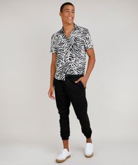 Camisa-Masculina-Tradicional-Estampada-Animal-Print-Zebra-Manga-Curta--Preto-9854619-Preto_3