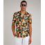 Camisa-Masculina-Tradicional-Estampada-de-Laranja-Manga-Curta-Preta-9729730-Preto_1