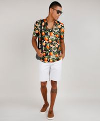 Camisa-Masculina-Tradicional-Estampada-de-Laranja-Manga-Curta-Preta-9729730-Preto_3