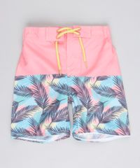 Bermuda-Surf-Infantil-com-Estampa-de-Folhagem-Coral-9757034-Coral_1