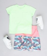 Bermuda-Surf-Infantil-com-Estampa-de-Folhagem-Coral-9757034-Coral_3