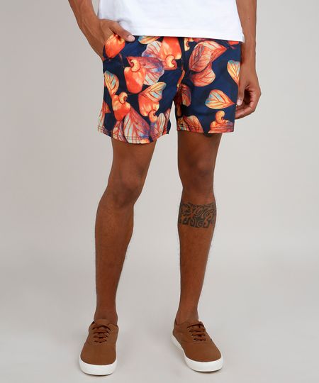 Short-Masculino-Estampado-de-Caju-com-Bolso--Azul-Marinho-9754292-Azul_Marinho_1