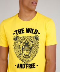 Camiseta-Masculina-Urso--The-Wild--Manga-Curta-Gola-Careca-Amarelo-9844426-Amarelo_4