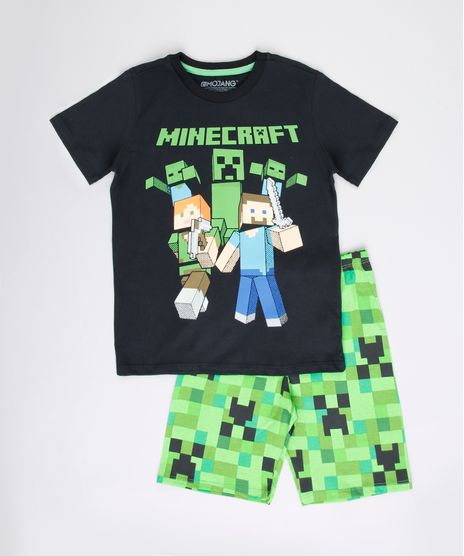Pijama-Infantil-Minecraft-Manga-Curta-Preto-9762483-Preto_1