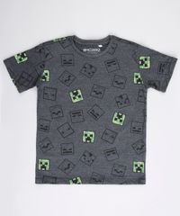Camiseta-Infantil-Minecraft-Estampada-Manga-Curta-Cinza-Mescla-Escuro-9732789-Cinza_Mescla_Escuro_1