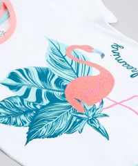 Pijama-Infantil-Flamingo-com-Glitter-Manga-Curta-Branco-9762479-Branco_4
