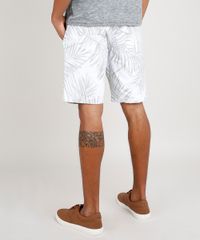 Bermuda-de-Sarja-Masculina-Relaxed-Estampada-de-Folhagens-com-Bolso-e-Cordao-Branco-9768032-Branco_4