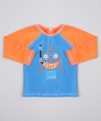 Camiseta-de-Praia-Infantil-Raglan-Tubarao--Little-Shark--Manga-Longa-Laranja-9667355-Laranja_1
