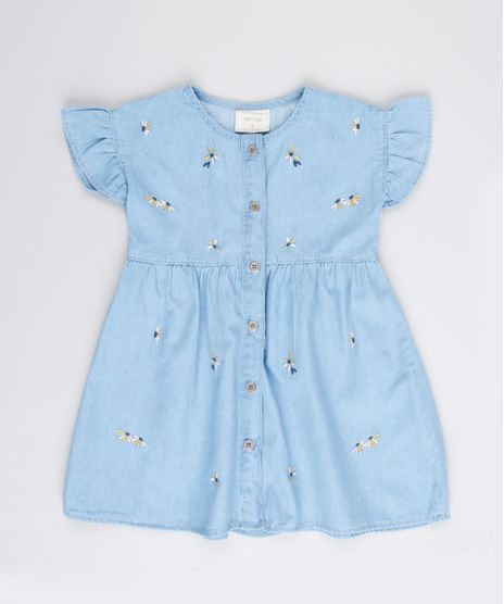 Vestido-Jeans-Infantil-com-Bordado-Floral-Babado-na-Manga-Azul-Claro-9636305-Azul_Claro_1
