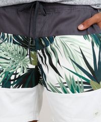 Bermuda-de-Sarja-Masculina-com-Recorte-Estampado-de-Folhagens-Chumbo-9759602-Chumbo_2