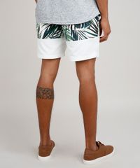 Bermuda-de-Sarja-Masculina-com-Recorte-Estampado-de-Folhagens-Chumbo-9759602-Chumbo_4