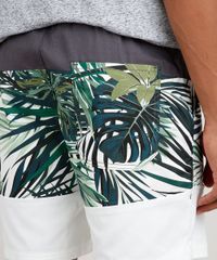 Bermuda-de-Sarja-Masculina-com-Recorte-Estampado-de-Folhagens-Chumbo-9759602-Chumbo_5