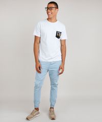 Camiseta-Masculina-Turma-do-Mickey-com-Bolso-Manga-Curta-Gola-Careca-Cinza-Mescla-Claro-9754411-Cinza_Mescla_Claro_3