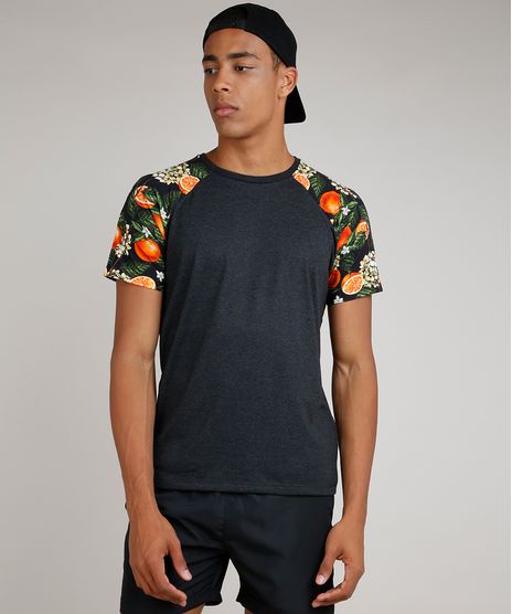 Camiseta-Masculina-Raglan-com-Estampa-de-Folhagem-Manga-Curta-Gola-Careca-Cinza-Mescla-9826267-Cinza_Mescla_1