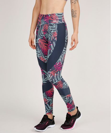Calca-Feminina-Legging-Esportiva-Ace-Estampada-de-Folhagem-com-Recortes-Chumbo-9706497-Chumbo_1