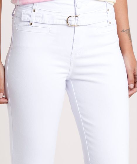 calcas jeans branca cintura alta