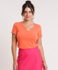 Blusa-Feminina-Canelada-Manga-Curta-Decote-V-Laranja-9779702-Laranja_1