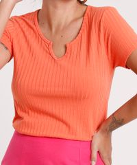 Blusa-Feminina-Canelada-Manga-Curta-Decote-V-Laranja-9779702-Laranja_4