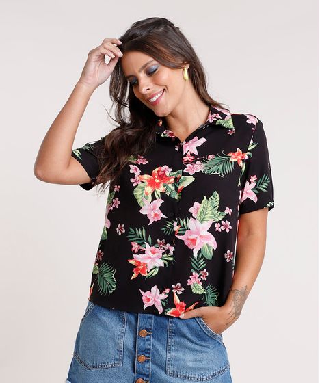 camisa feminina floral