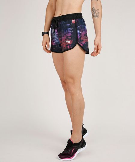 Short-Feminino-Esportivo-Ace-Running-Estampado-de-Folhagem-Preto-9706503-Preto_1