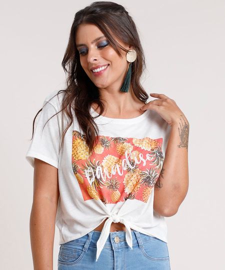 Blusa-Feminina-Cropped-Abacaxi--Paradise--com-Linho-e-No-Manga-Curta-Decote-Redondo-Off-White-9788136-Off_White_1