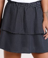 Saia-Feminina-Curta-Estampada-de-Poa-com-Babado-Preta-9848081-Preto_4