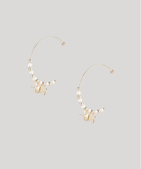 Brinco-Feminino-Folheado-de-Argola-com-Bolinhas-e-Pingentes-Maritimos-Dourado-9775043-Dourado_1