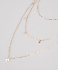 Colar-Feminino-Folheado-Triplo-com-Estrelas-e-Pedra-Zirconia-Dourado-9775036-Dourado_3