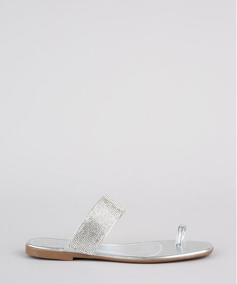 Rasteirinha-Feminina-Oneself-Metalizada-com-Strass-Prateada-9801660-Prateada_1