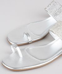 Rasteirinha-Feminina-Oneself-Metalizada-com-Strass-Prateada-9801660-Prateada_2