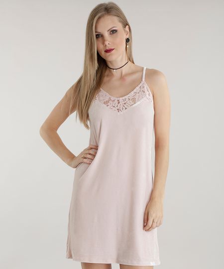 Vestido-em-Veludo-com-Renda-Rosa-Claro-8511208-Rosa_Claro_1