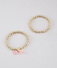Kit-de-2-Pulseiras-Femininas-Folheadas-de-Bolinha-com-Tassel-e-Pingente-Dourado-9775047-Dourado_1